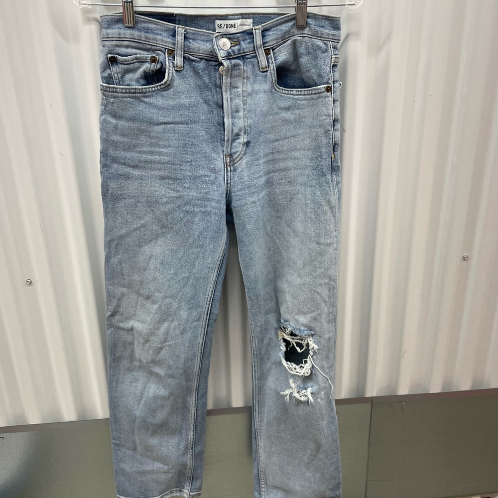 Re Done Women’s Distressed Button Fly Blue Jeans Size 27